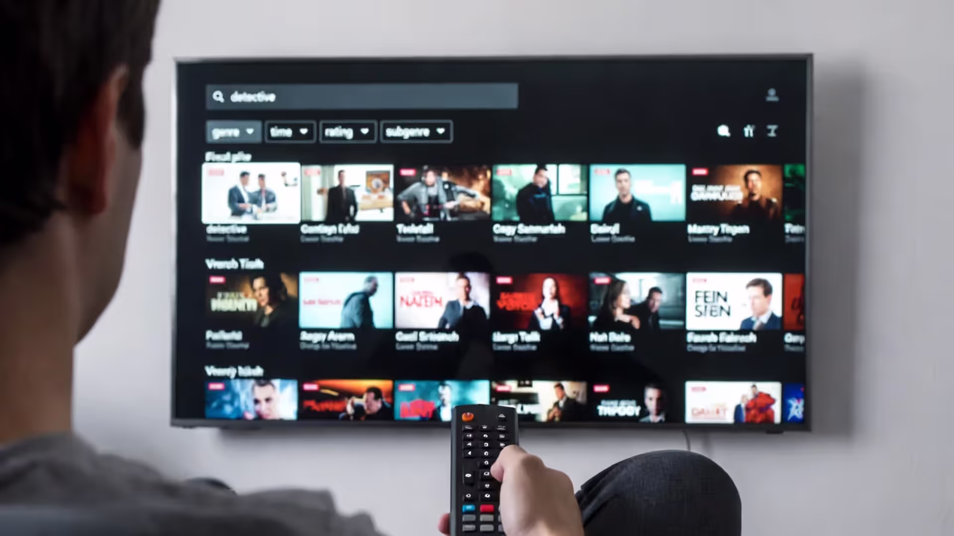 Поиск «детектив» на стриминге с сотнями результатов и фильтрами